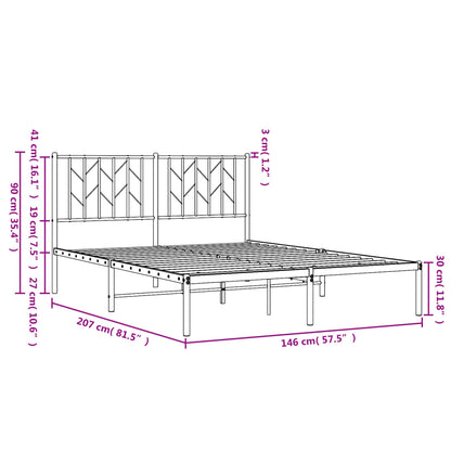 Bedframe Metaal 140 x 200 cm Wit met hoofdbord