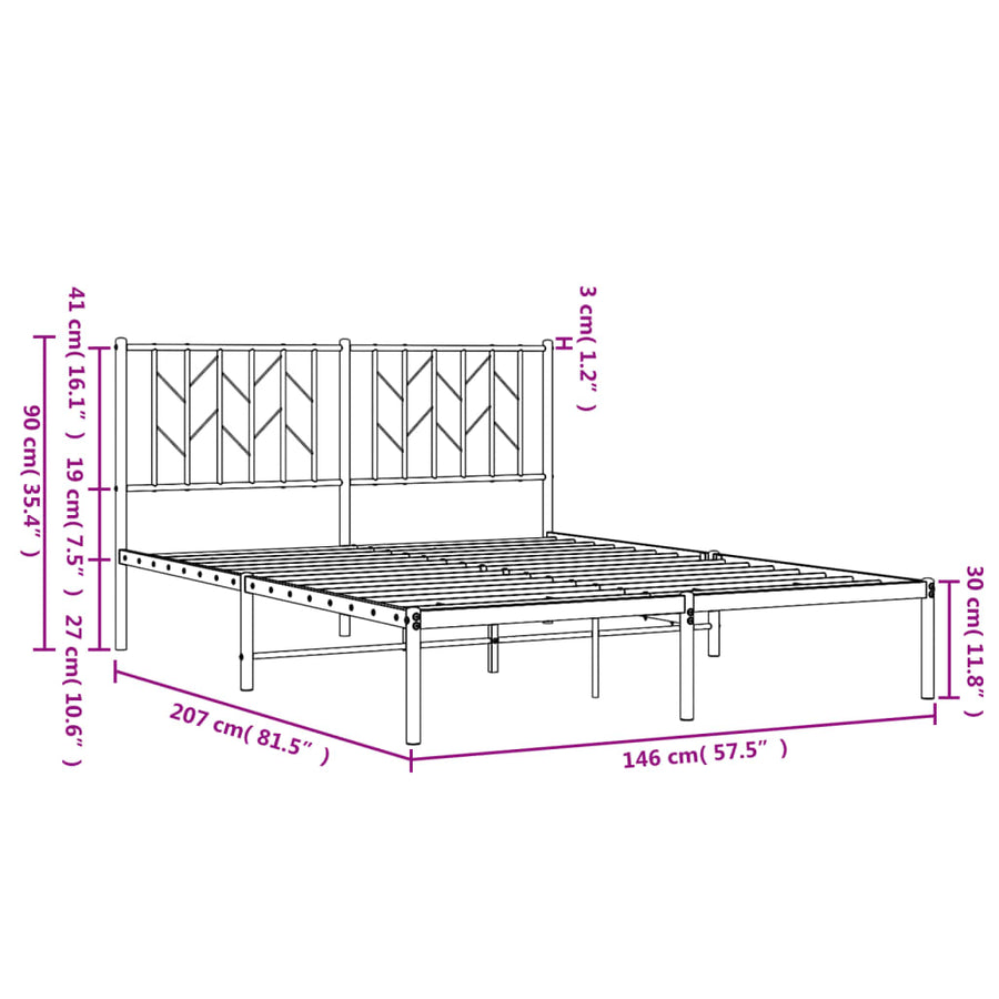 Bedframe Metaal 140 x 200 cm Wit met hoofdbord