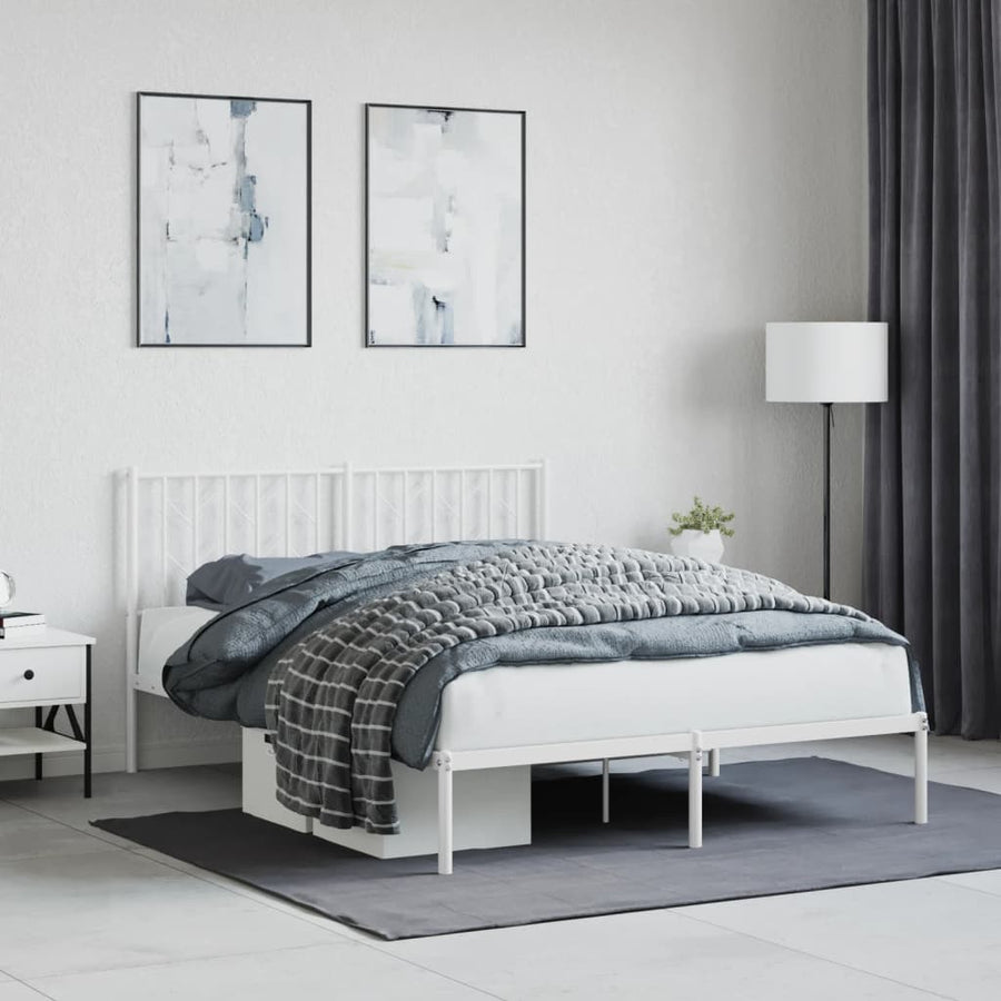 Bedframe Metaal 140 x 200 cm Wit met hoofdbord