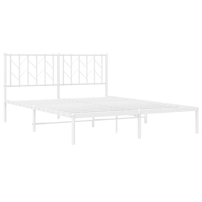 Bedframe Metaal 150 x 200 cm Wit met hoofdbord