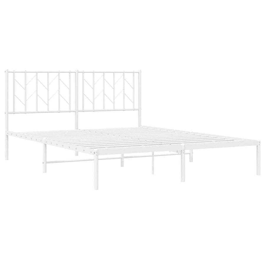 Bedframe Metaal 150 x 200 cm Wit met hoofdbord