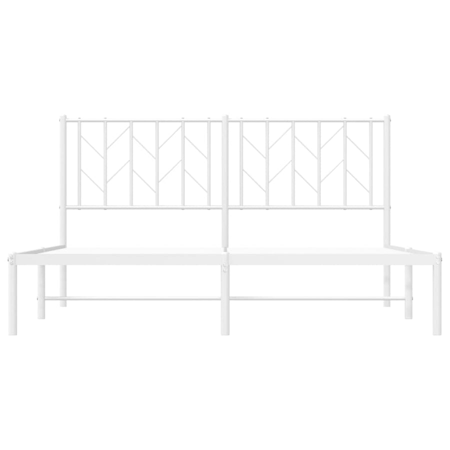Bedframe Metaal 150 x 200 cm Wit met hoofdbord