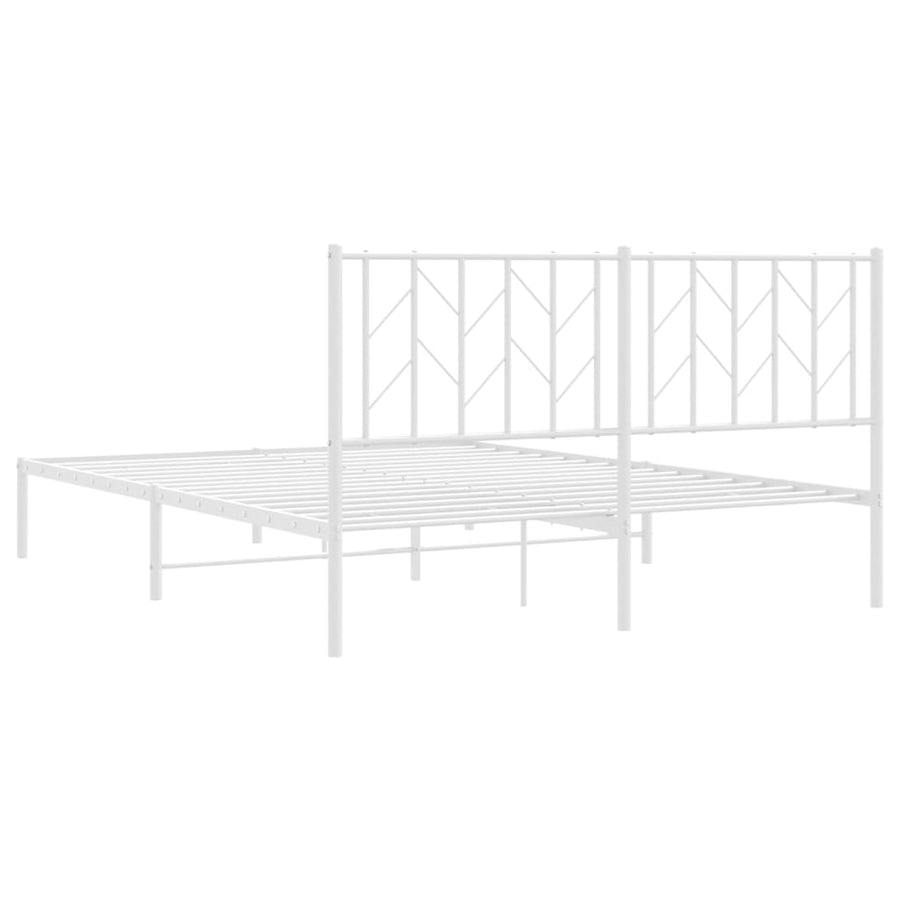 Bedframe Metaal 150 x 200 cm Wit met hoofdbord