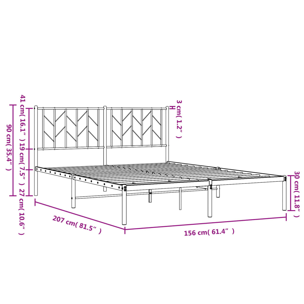 Bedframe Metaal 150 x 200 cm Wit met hoofdbord