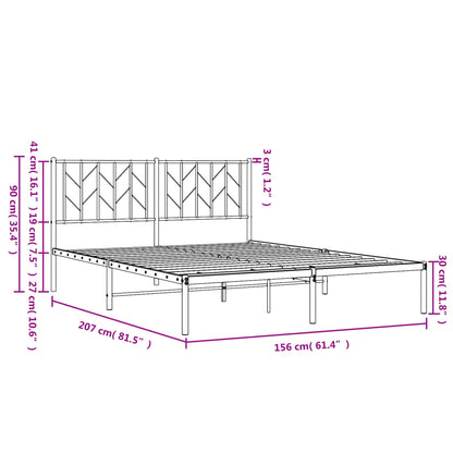 Bedframe Metaal 150 x 200 cm Wit met hoofdbord