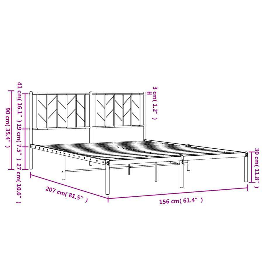 Bedframe Metaal 150 x 200 cm Wit met hoofdbord