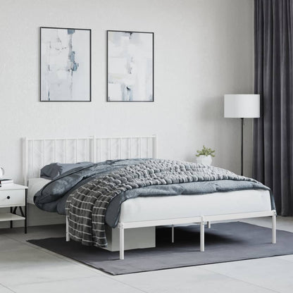 Bedframe Metaal 150 x 200 cm Wit met hoofdbord