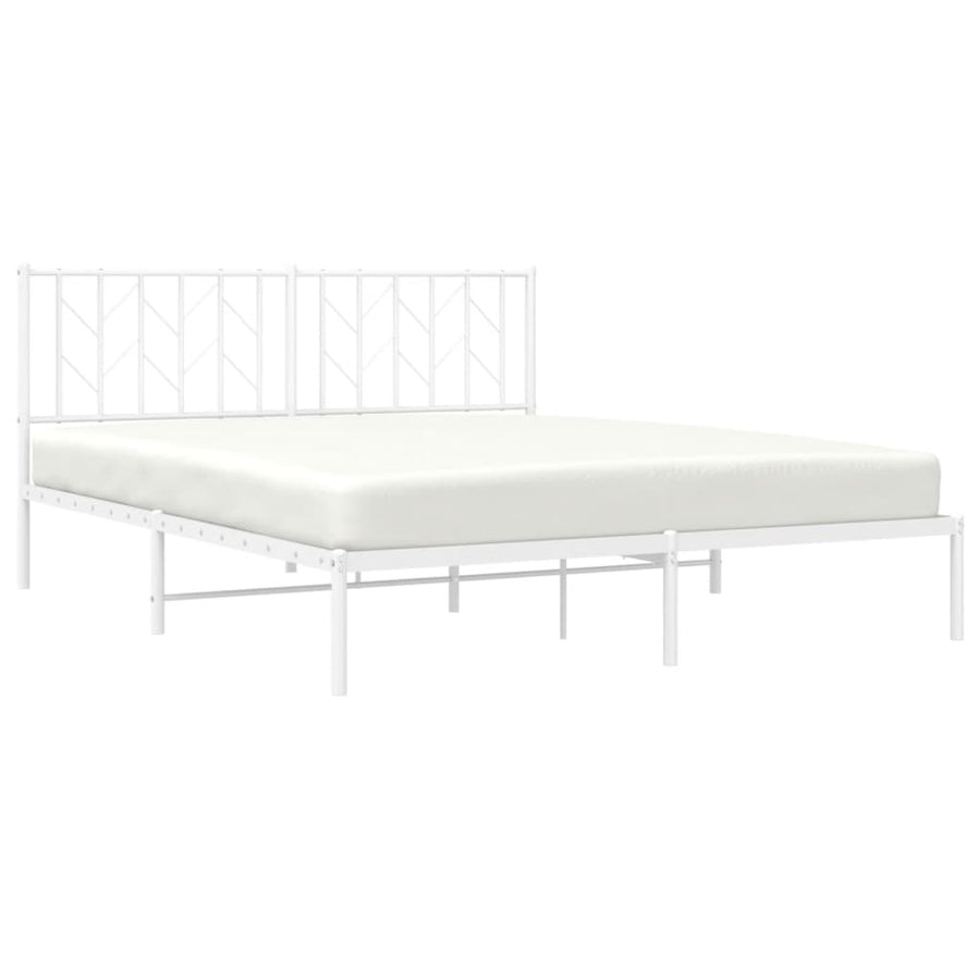Bedframe Metaal 160 x 200 cm Wit met hoofdbord