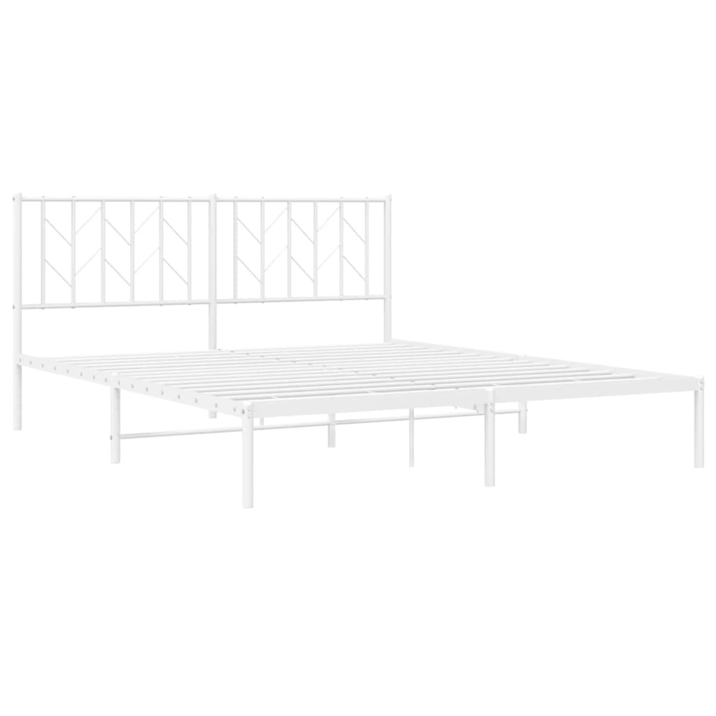 Bedframe Metaal 160 x 200 cm Wit met hoofdbord