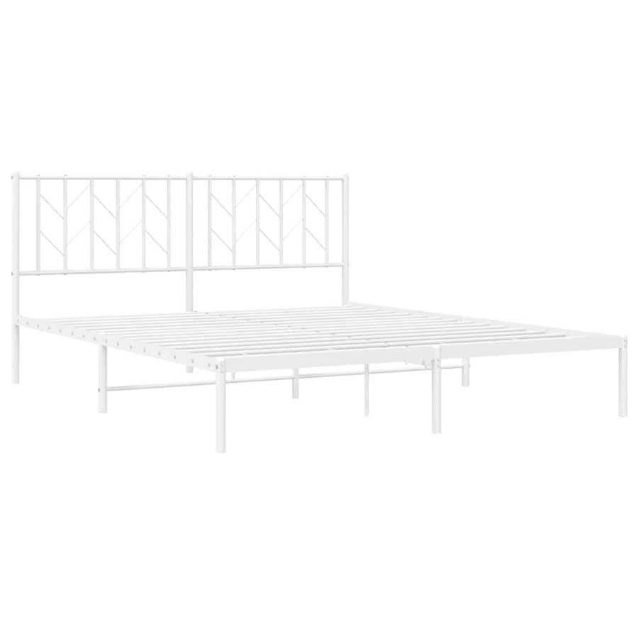 Bedframe Metaal 160 x 200 cm Wit met hoofdbord