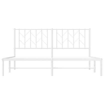 Bedframe Metaal 160 x 200 cm Wit met hoofdbord