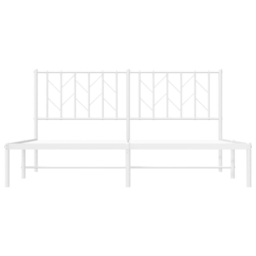 Bedframe Metaal 160 x 200 cm Wit met hoofdbord