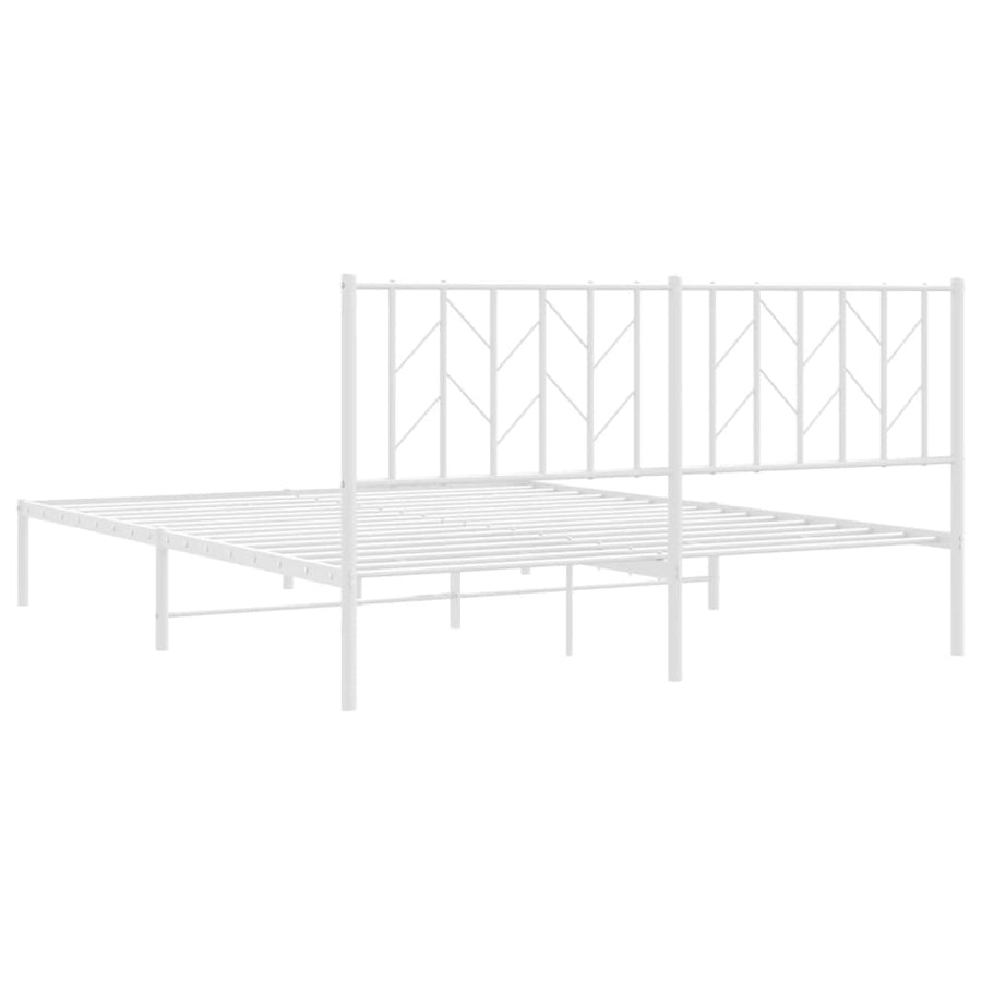Bedframe Metaal 160 x 200 cm Wit met hoofdbord