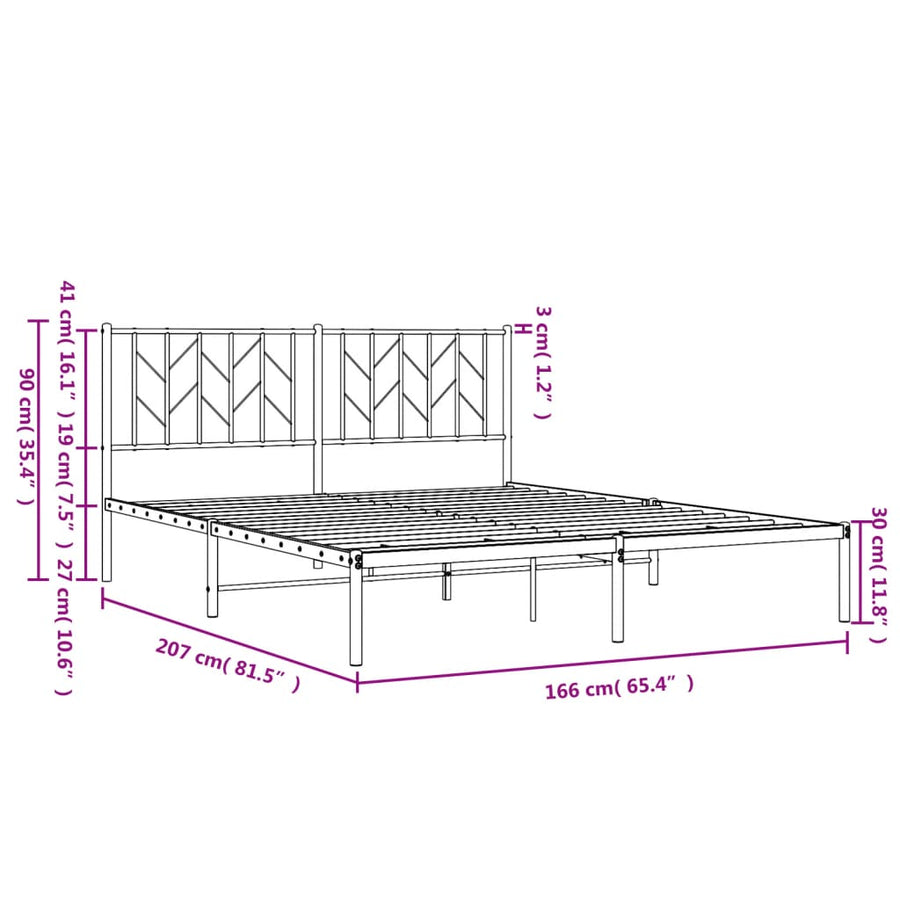 Bedframe Metaal 160 x 200 cm Wit met hoofdbord