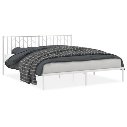 Bedframe Metaal 183 x 213 cm Wit met hoofdbord