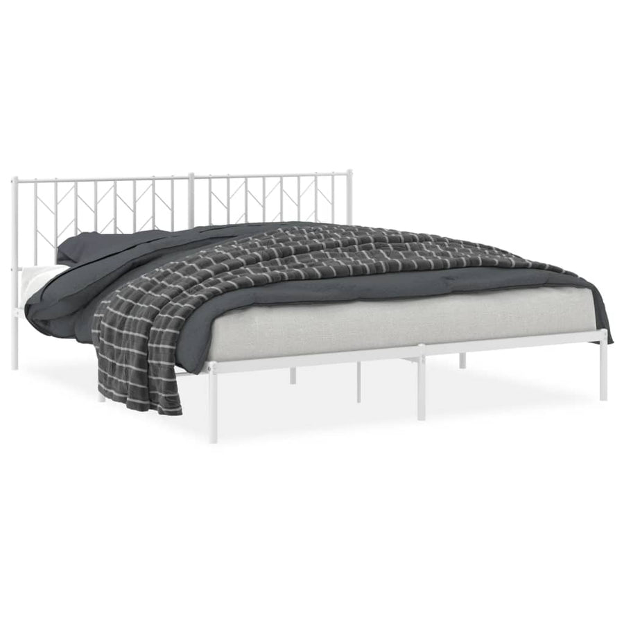 Bedframe Metaal 183 x 213 cm Wit met hoofdbord