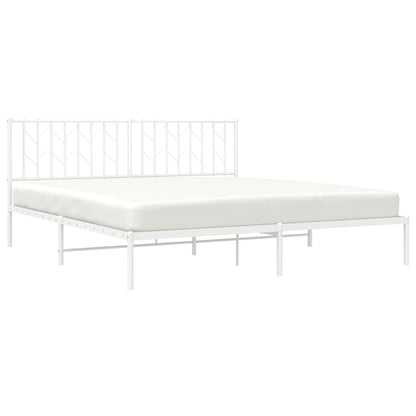 Bedframe Metaal 183 x 213 cm Wit met hoofdbord