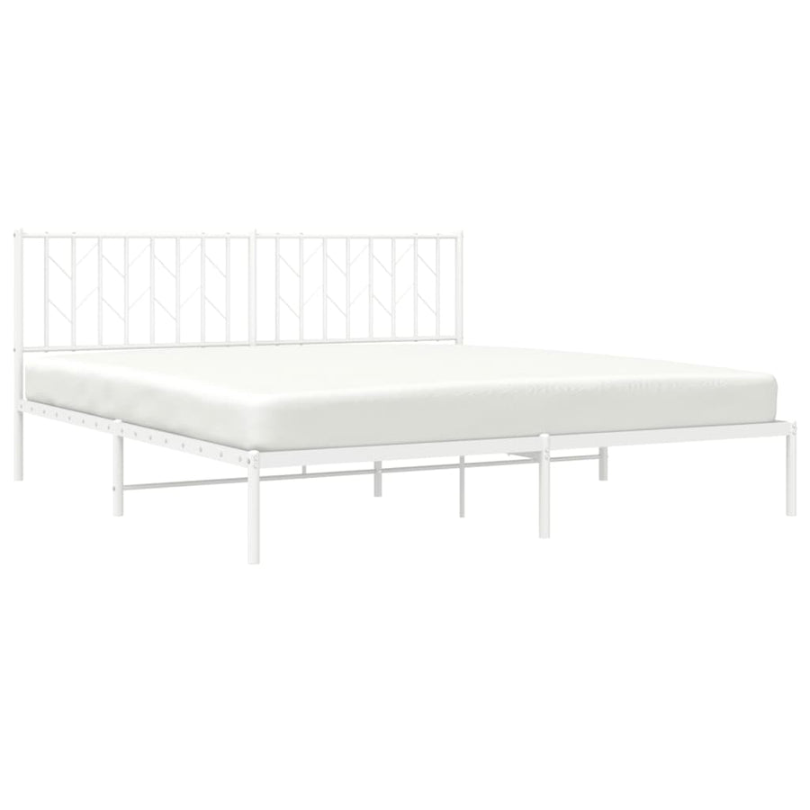 Bedframe Metaal 183 x 213 cm Wit met hoofdbord