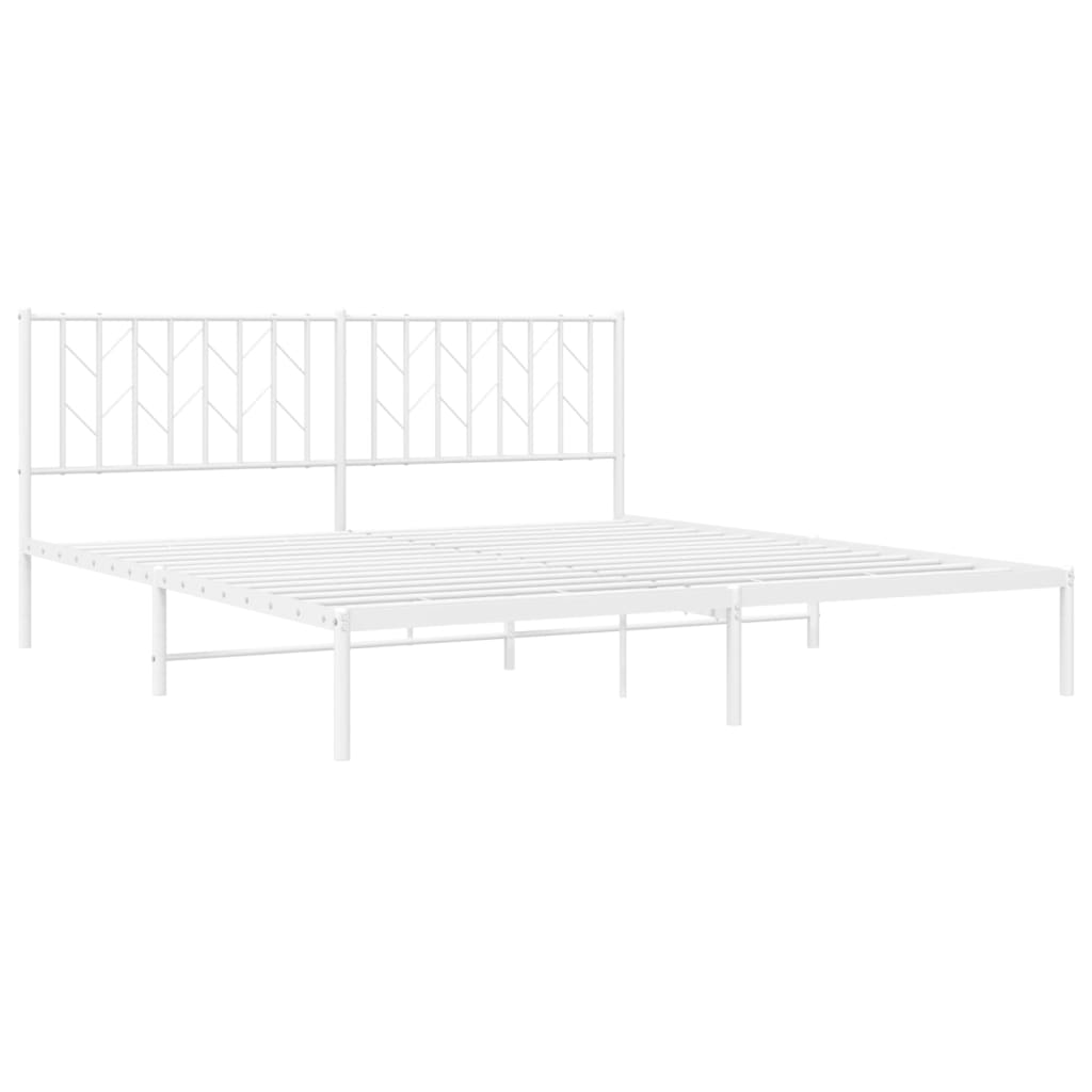 Bedframe Metaal 183 x 213 cm Wit met hoofdbord