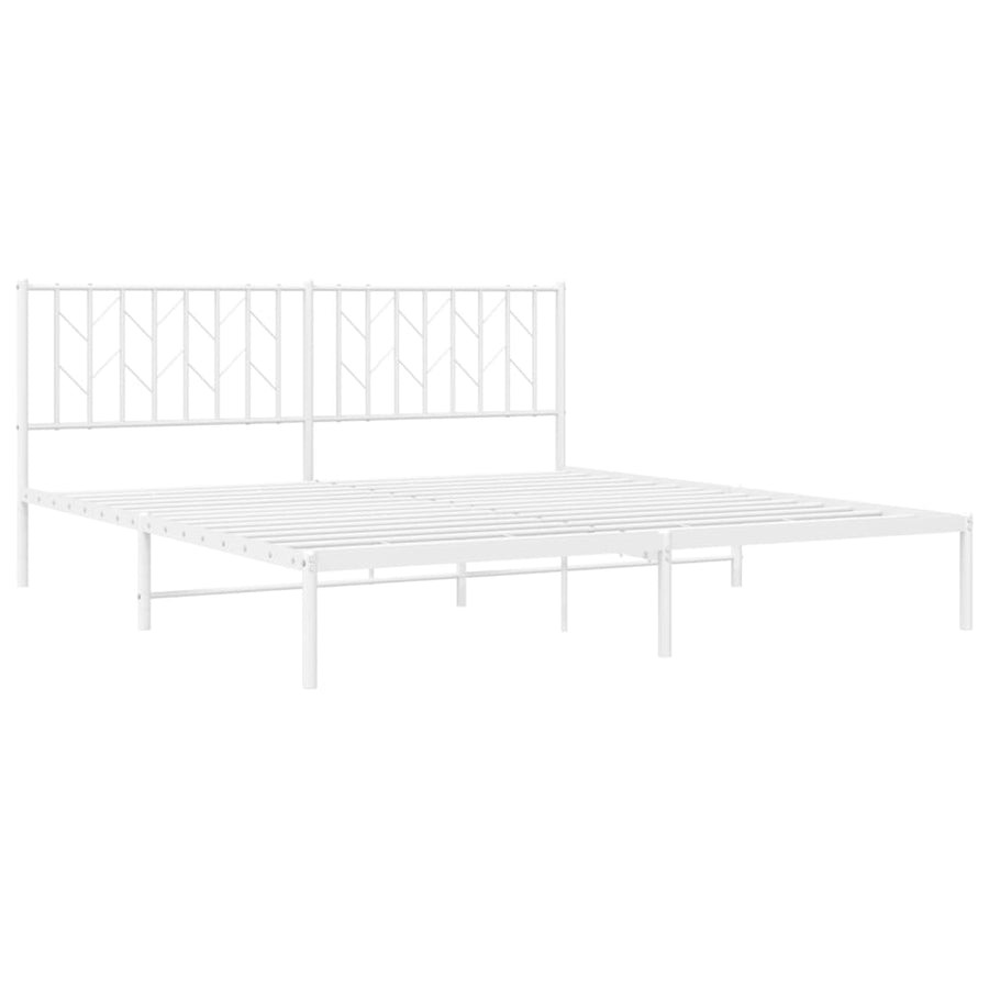 Bedframe Metaal 183 x 213 cm Wit met hoofdbord