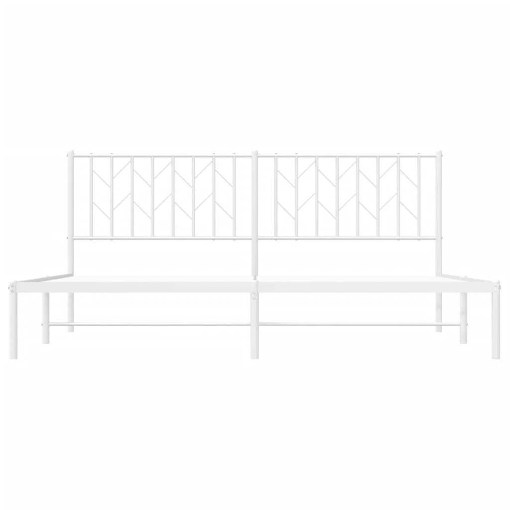 Bedframe Metaal 183 x 213 cm Wit met hoofdbord