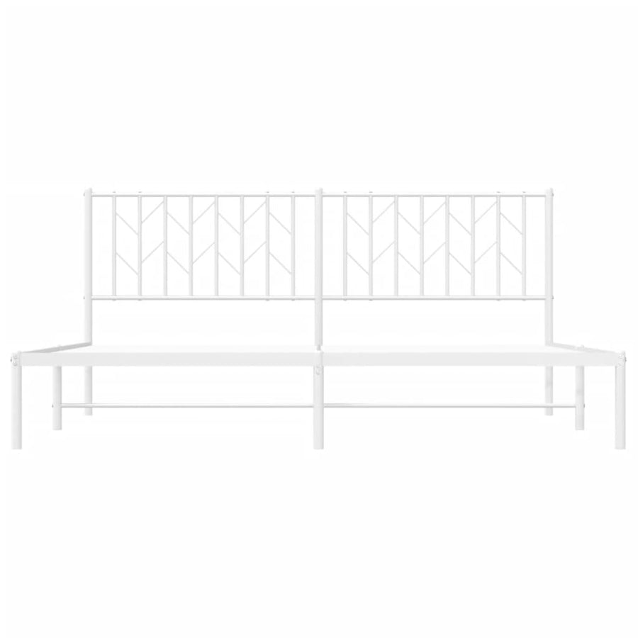 Bedframe Metaal 183 x 213 cm Wit met hoofdbord
