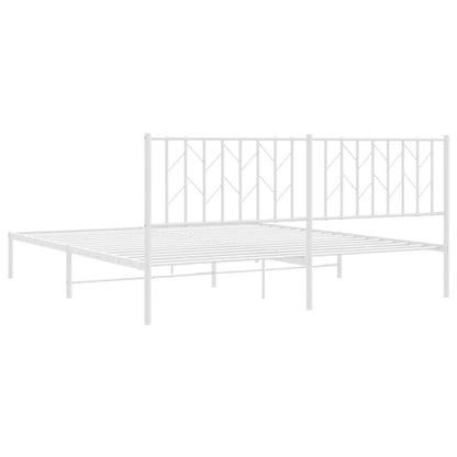 Bedframe Metaal 183 x 213 cm Wit met hoofdbord