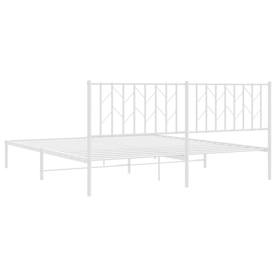 Bedframe Metaal 183 x 213 cm Wit met hoofdbord