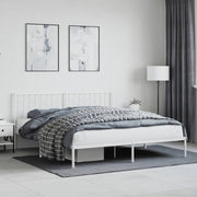 Bedframe metaal wit 183x213 cm met hoofdbord