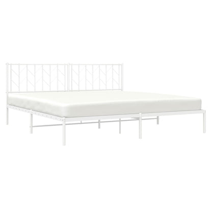 Bedframe Metaal 193 x 203 cm Wit met hoofdbord