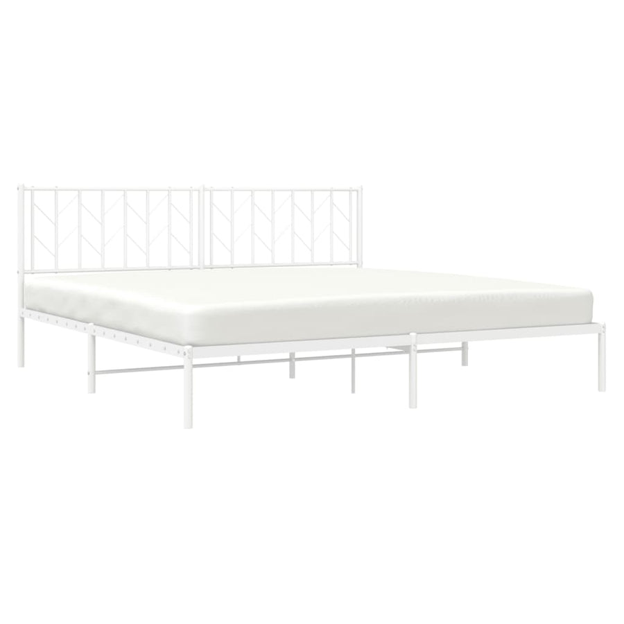 Bedframe Metaal 193 x 203 cm Wit met hoofdbord