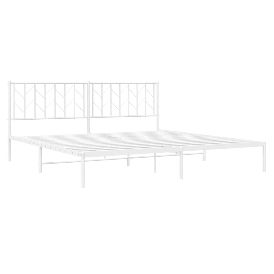 Bedframe Metaal 193 x 203 cm Wit met hoofdbord