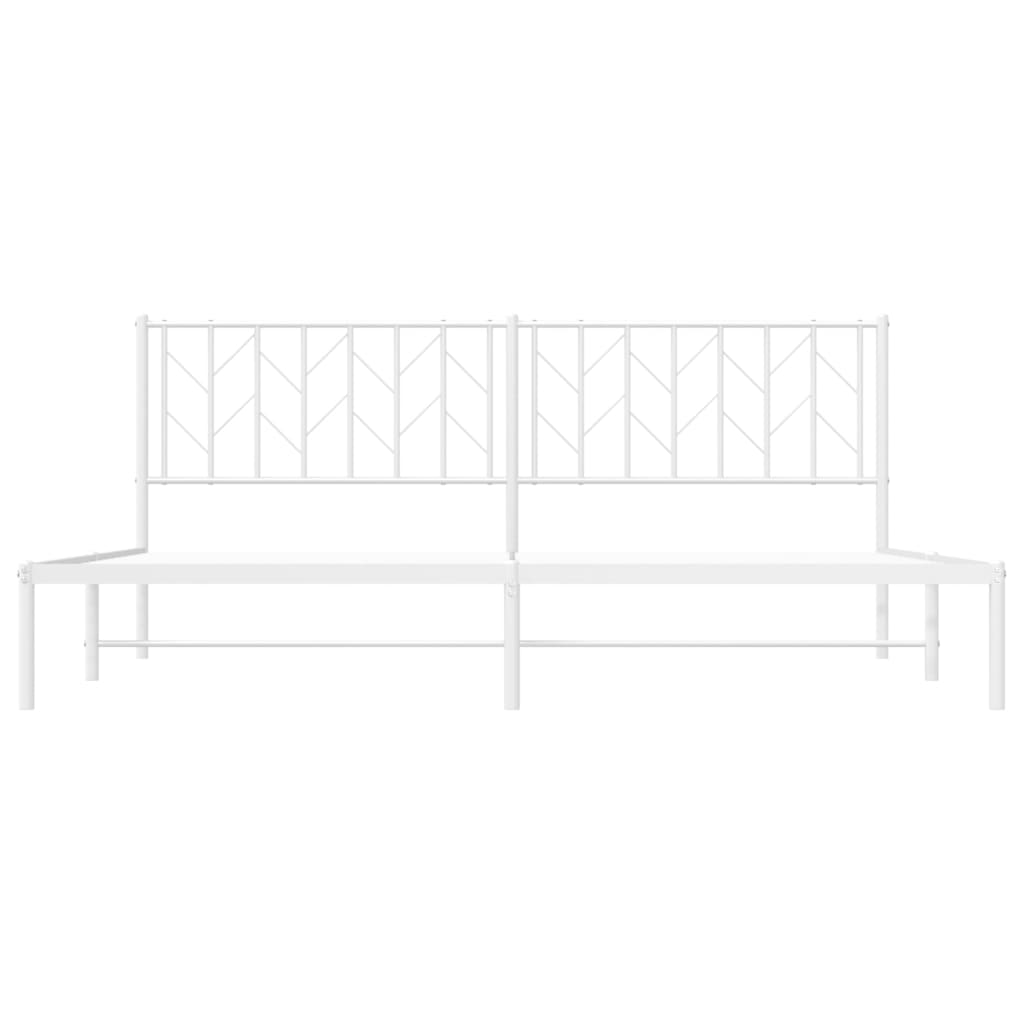 Bedframe Metaal 193 x 203 cm Wit met hoofdbord