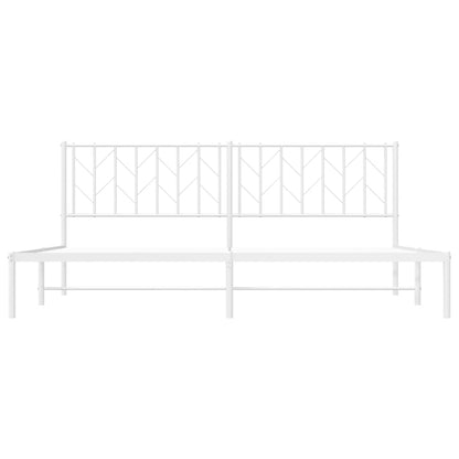 Bedframe Metaal 193 x 203 cm Wit met hoofdbord