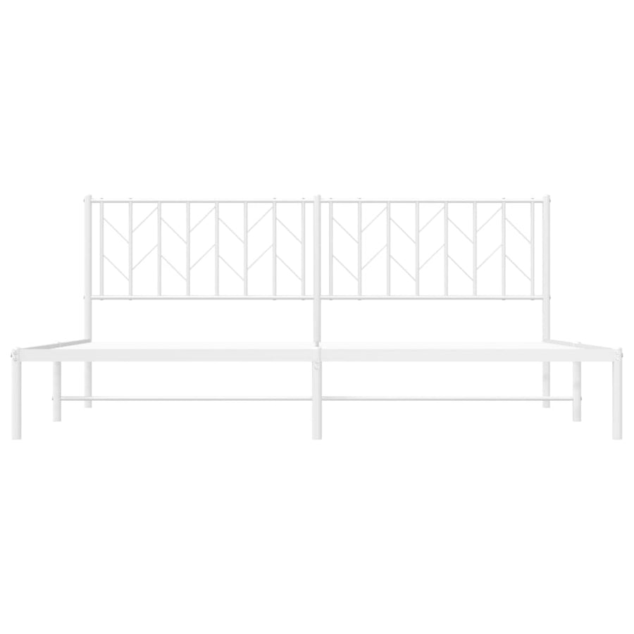 Bedframe Metaal 193 x 203 cm Wit met hoofdbord