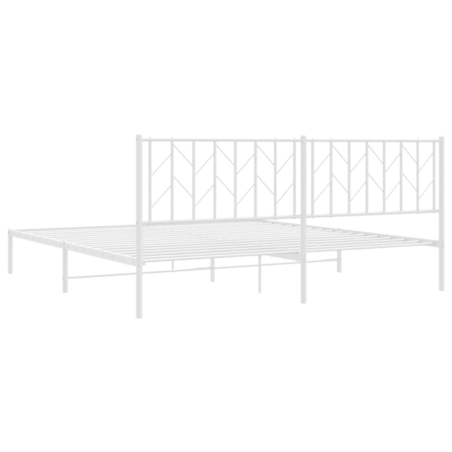 Bedframe Metaal 193 x 203 cm Wit met hoofdbord