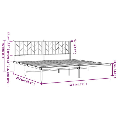 Bedframe Metaal 193 x 203 cm Wit met hoofdbord