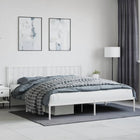 White Metal Bed Frame with Headboard 193x203 cm