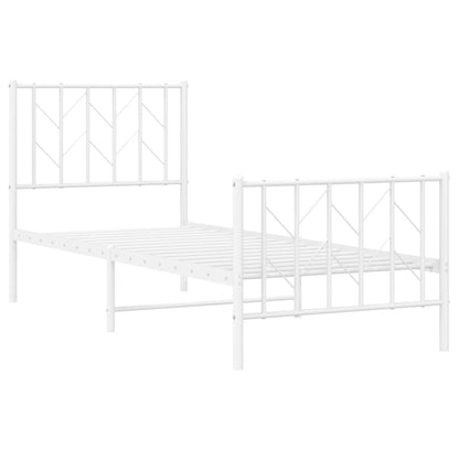 Bedframe Met Hoofd- En Voeteneinde Metaal 75 x 190 cm Wit met hoofdbord & voetbord