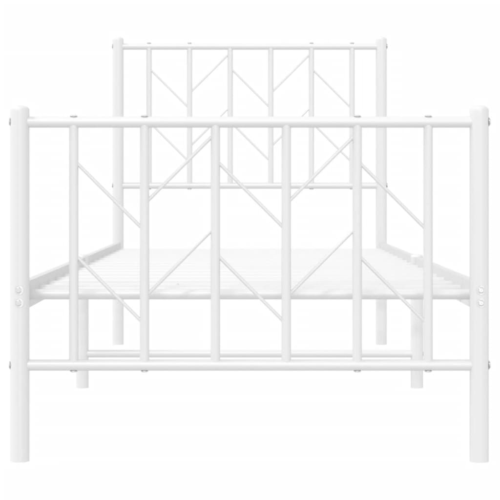 Bedframe Met Hoofd- En Voeteneinde Metaal 75 x 190 cm Wit met hoofdbord & voetbord