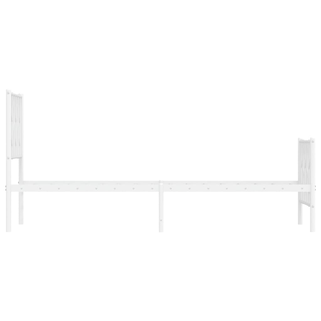 Bedframe Met Hoofd- En Voeteneinde Metaal 75 x 190 cm Wit met hoofdbord & voetbord