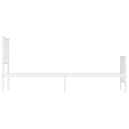 Bedframe Met Hoofd- En Voeteneinde Metaal 75 x 190 cm Wit met hoofdbord & voetbord