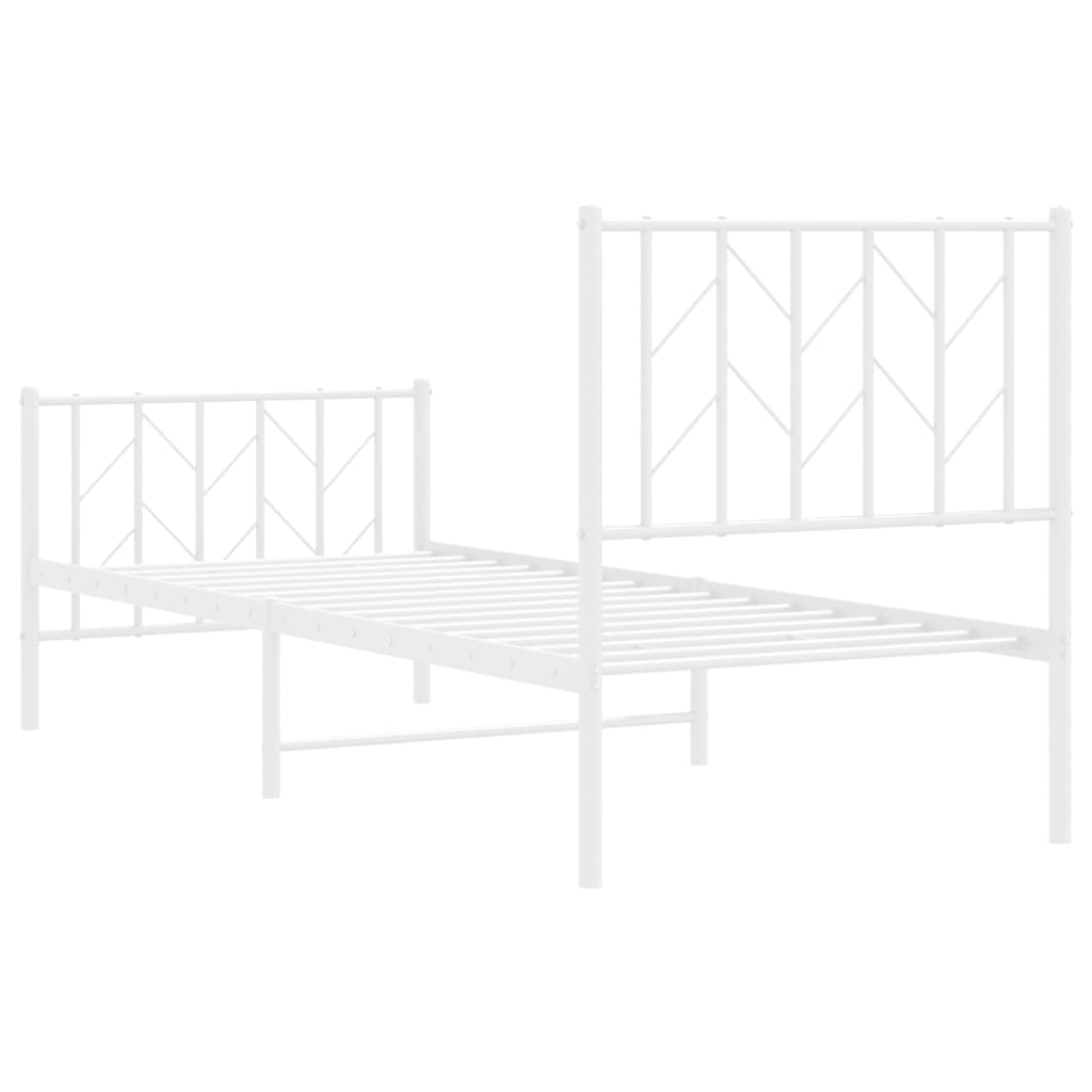 Bedframe Met Hoofd- En Voeteneinde Metaal 75 x 190 cm Wit met hoofdbord & voetbord