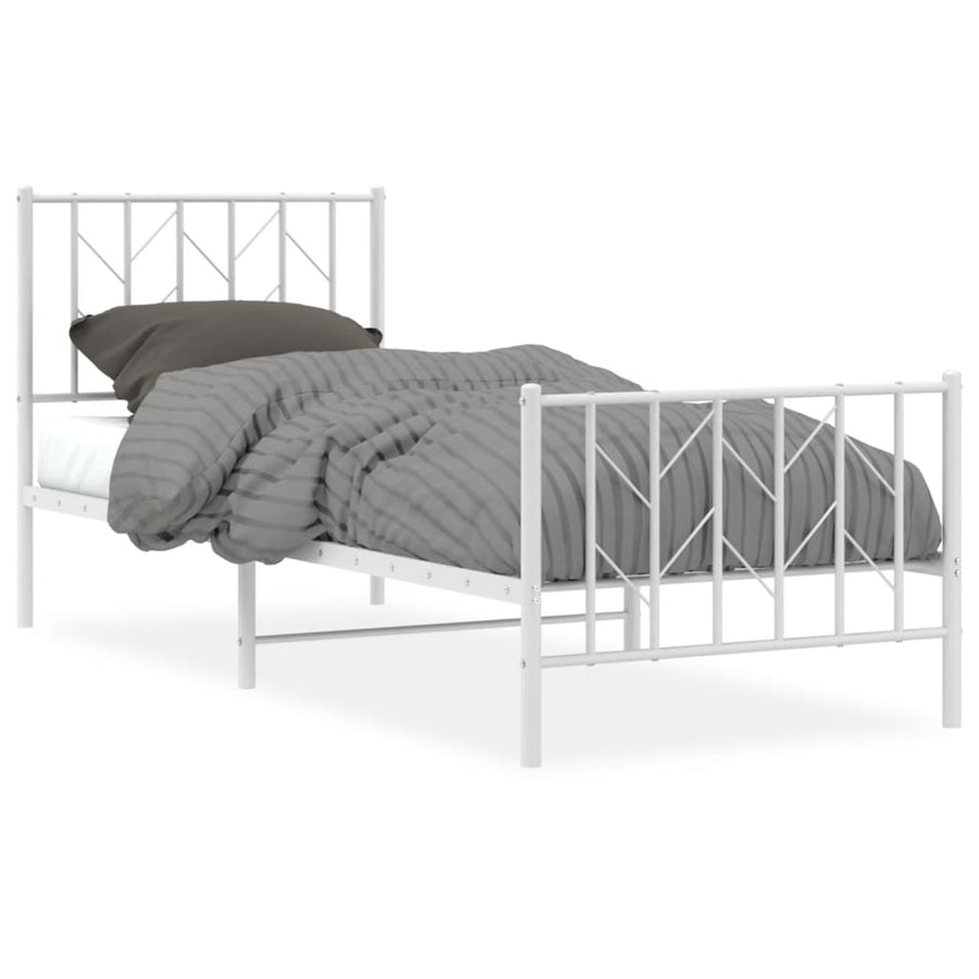 Bedframe Met Hoofd- En Voeteneinde Metaal 80 x 200 cm Wit met hoofdbord & voetbord