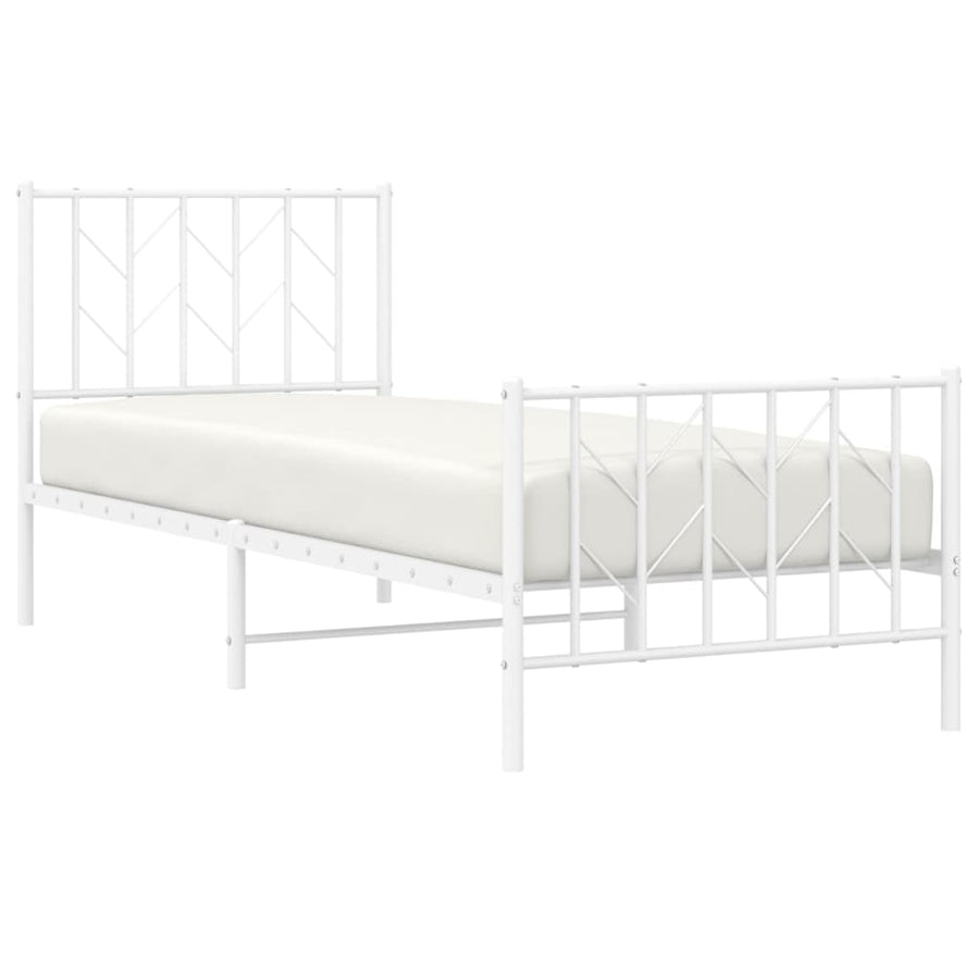 Bedframe Met Hoofd- En Voeteneinde Metaal 80 x 200 cm Wit met hoofdbord & voetbord
