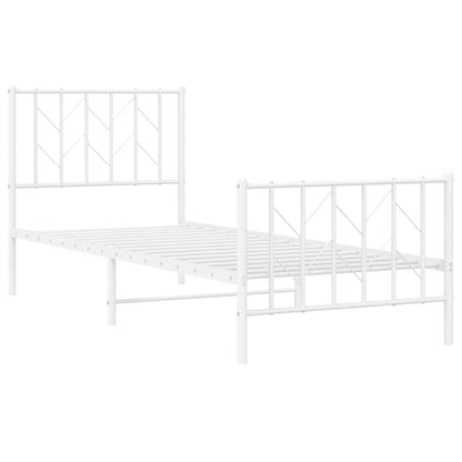 Bedframe Met Hoofd- En Voeteneinde Metaal 80 x 200 cm Wit met hoofdbord & voetbord