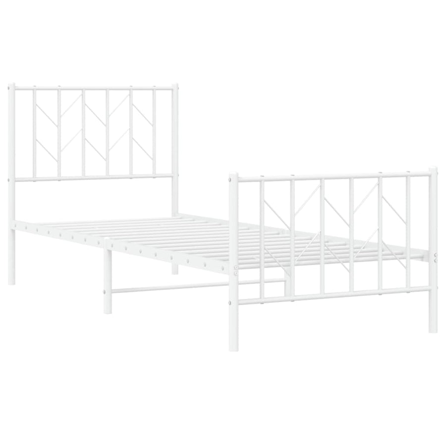Bedframe Met Hoofd- En Voeteneinde Metaal 80 x 200 cm Wit met hoofdbord & voetbord