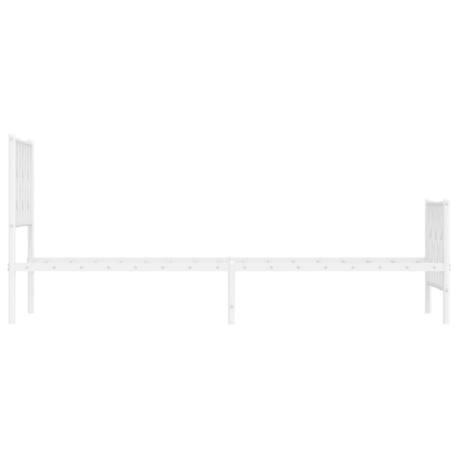 Bedframe Met Hoofd- En Voeteneinde Metaal 80 x 200 cm Wit met hoofdbord & voetbord
