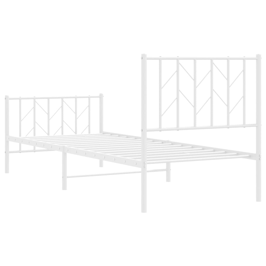 Bedframe Met Hoofd- En Voeteneinde Metaal 80 x 200 cm Wit met hoofdbord & voetbord