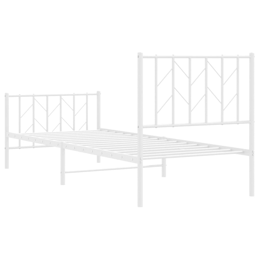 Bedframe Met Hoofd- En Voeteneinde Metaal 80 x 200 cm Wit met hoofdbord & voetbord